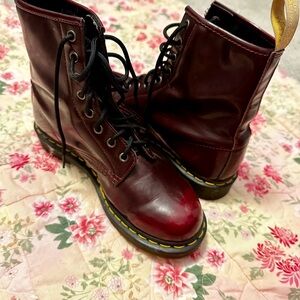 Dr. Martens Dark Cherry Maroon Red Lace-Up Boots